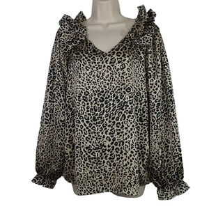 Entro Black and Cream Leopard Print Blouse